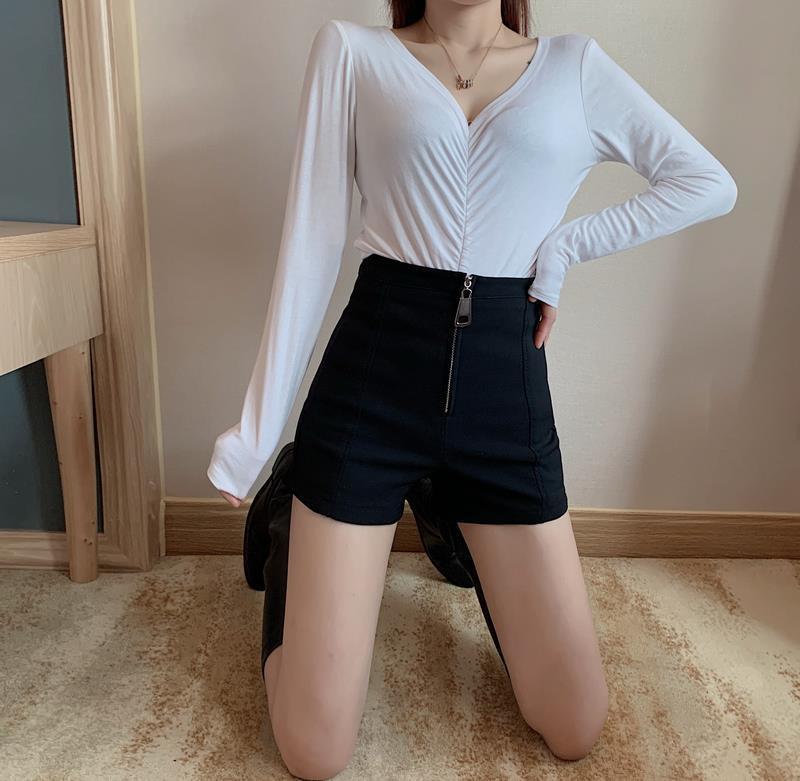 2025 Summer Plus Size High Waist Black A-Line Wide Leg Shorts for Women