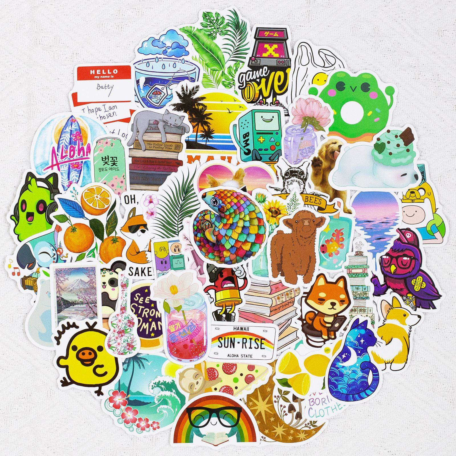 

50 шт. Xiaoqing, новый Ins Wind, маленькие листья, граффити, дорожный чехол, наклейка на чемодан, наклейка для детей