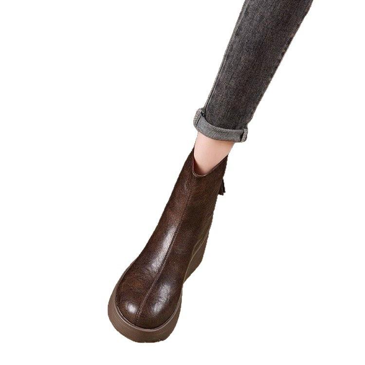 Popular Martin Boots Women's 2025 Autumn and Winter New Versatile Fashion Heightening Short Boots Soft Sole Non-slip Short High-end Women's Boots