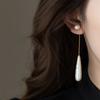 French Vintage Simple Drop Earrings Long Tassel Water Drop Imitation Pearl Earrings For Women Girls Statement Jewelry Gifts