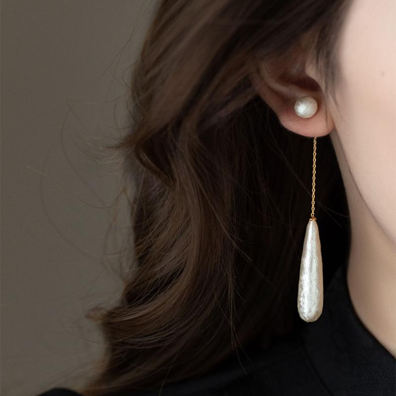 French Vintage Simple Drop Earrings Long Tassel Water Drop Imitation Pearl Earrings For Women Girls Statement Jewelry Gifts