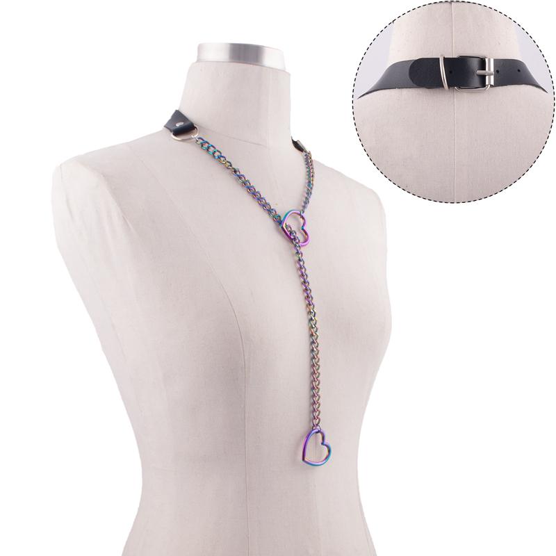 Náhrdelník s retiazkou a príveskom v tvare srdca Čierny kožený Choker Golier Pre ženy Goth Doplnky Punk Gotické Šperky