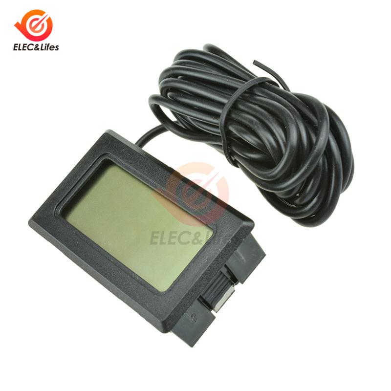 Embedded Electronic Digital Thermometer mini digital LCD Temperature Meter with 1m Probe cable temperature Sensor Tester