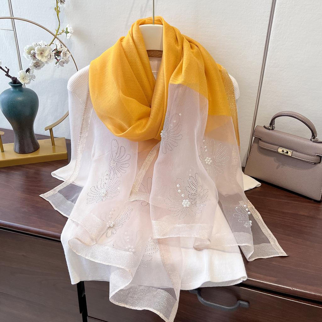 New Spring Hot Diamond Big Flower Order Pearl Versatile Warm Scarf Shawl Scarf for Women