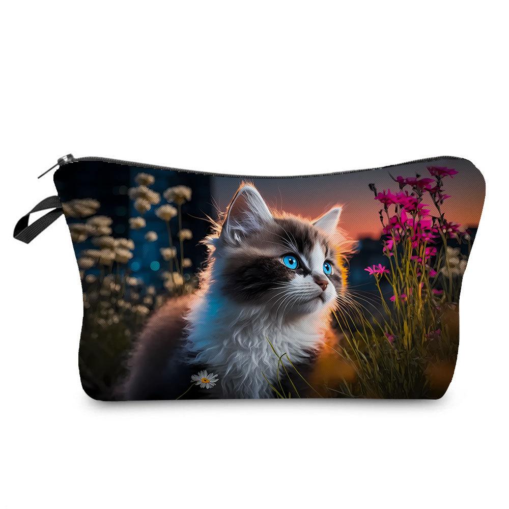 Women Cat Print Cosmetic Bag Toiletries Organize Travel Storage Case 6772