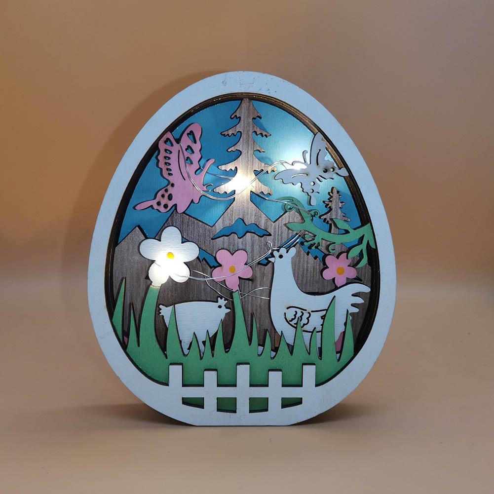 2022 New Easter Decoration for Home Wooden Easter Bunny LED Light Easter Craft Easter Bunny Ornament Decor Easter Egg Decor Lamp