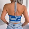 Frauen Frühling Sommer Freizeit Halter Kuh Muster Taille Strap Top Offenen Nabel Stricken Tank