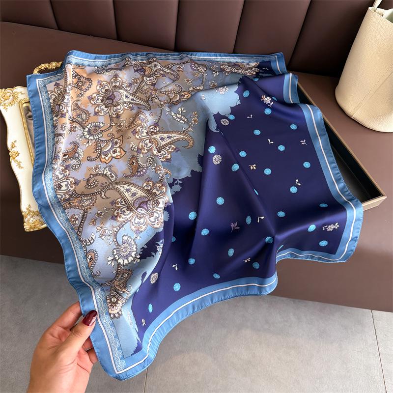 Luxe Paisley Print Dames Satine Nek Sjaal Vierkante Haar Sjaaltjes Foulard Hoofdband Sjaals Wraps Neckerchief Bandana Dames 70x70CM
