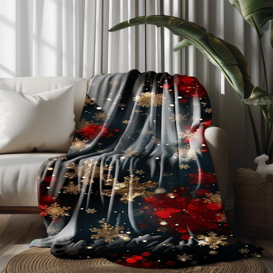 Snowflake Red Bokeh Microfiber Flannel Cover Blanket Bedroom Living Room Sofa Soft And Comfortable Home Decoration