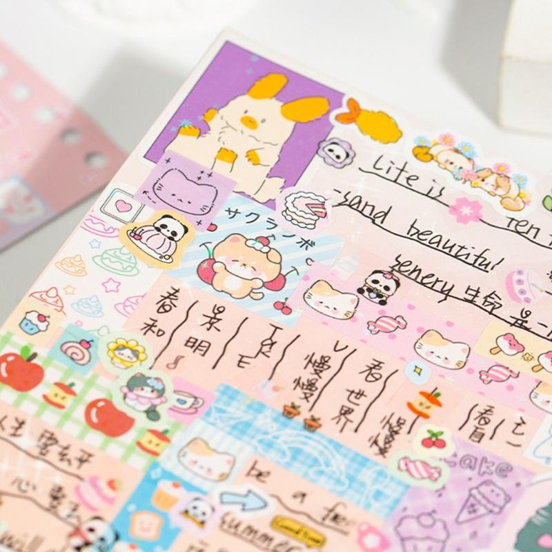 Decorative Sticker Book 63Sheets/Pad Water Resistant PET Sticker for Journal Notebook Planner Album Embellishments