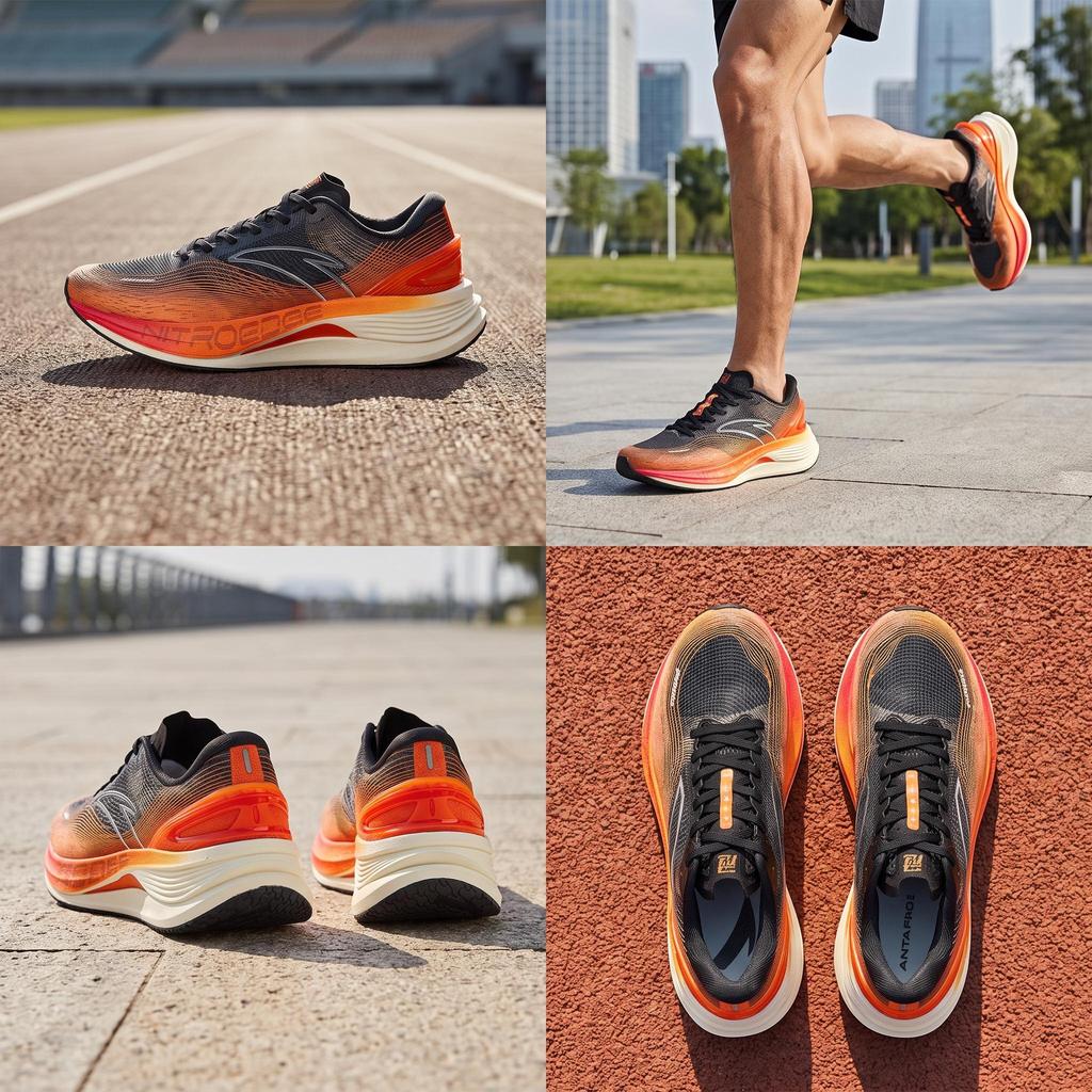 Anta Champion 3PRO Low top Running Shoes Men's Black Orange 112435563-5