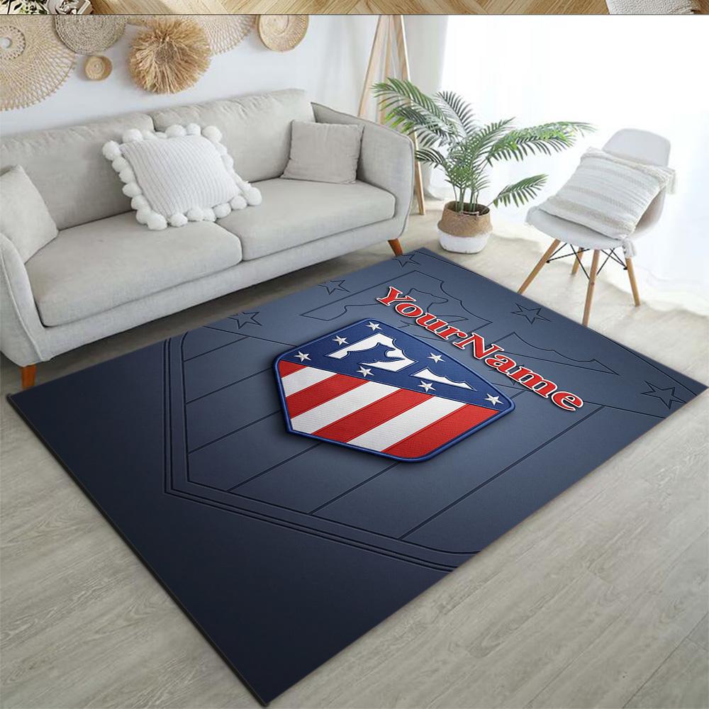 Atletico Madrid Customize Your Name Area Rug Perfect for Outdoor Study room Bedrooms Entryway Anti-slip Rug Anime Office Decor Best for Christmas