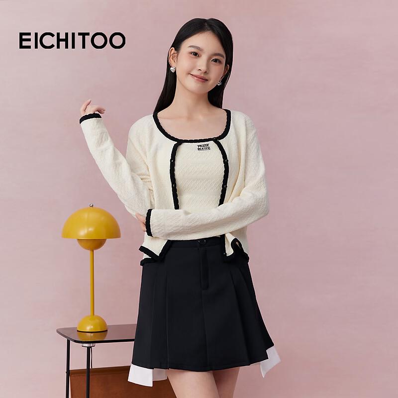 EICHITOO Women s Two-Piece Color Block Knit Cardigan Set S