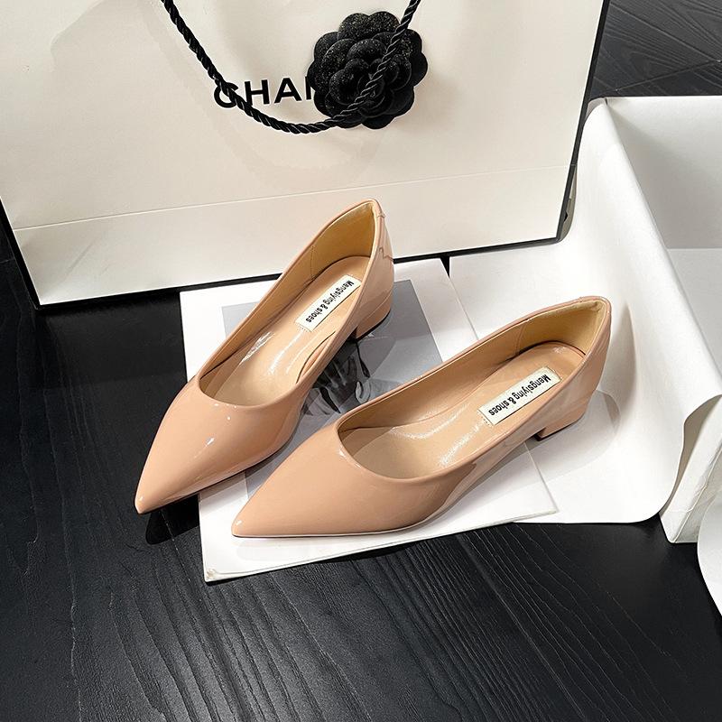 Women's Pointed Toe Flat Shoes 2026 New Spring Autumn French Style Nude Color Women's Shoes Outdoor Fashion High Heels Party