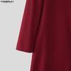 INCERUN Men Long Sleeve Front Zip-up Solid Color Casual Loose Long Tunic Tops