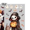 Waterproof Pumpkin Ghost Murals 4Pcs Halloween Cartoon Window Clings, Scarecrow Stickers, Festive Black Cat Wall Decor Removable Decals