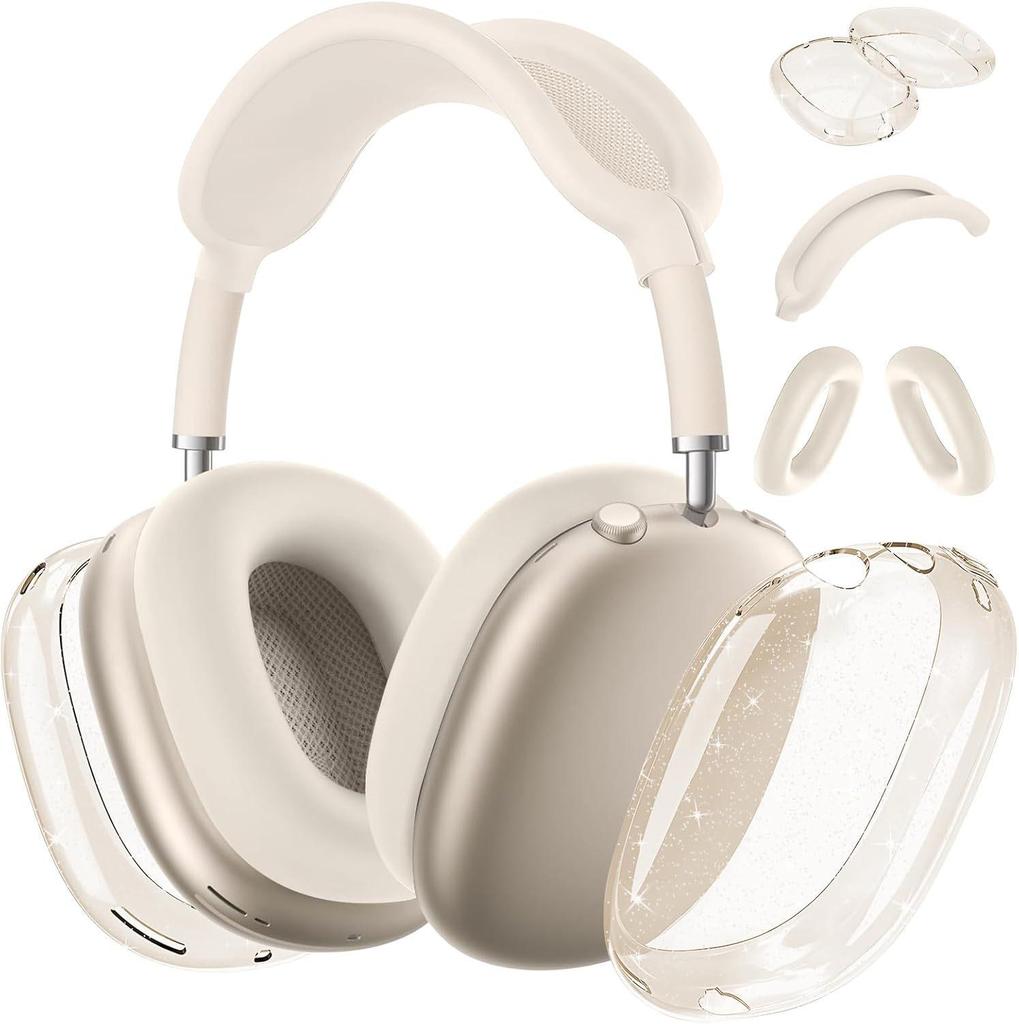 Applicable AirPods Max Over-Ear Headphones Transparent Glitter Silicone Case