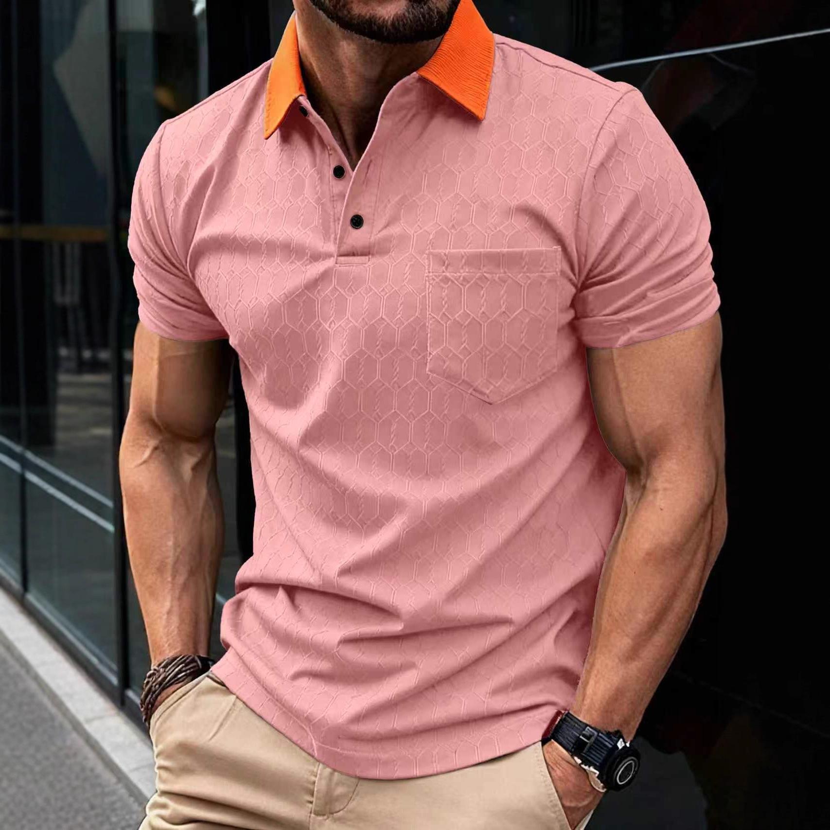 

Men s Summer Polo Shirt, Breathable Color Block Short Sleeve Athletic Golf Shirt with Pocket, Casual Sports Top XXXL