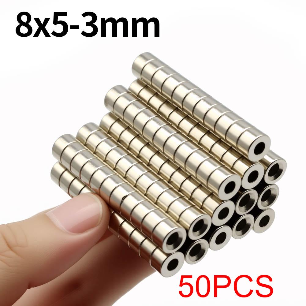8x5-3mm Super Strong Neodymium Magnet N35 NdfeB Permanent Magnetic imanes Round With Holes Powerful Magnets Refrigerator Magnet