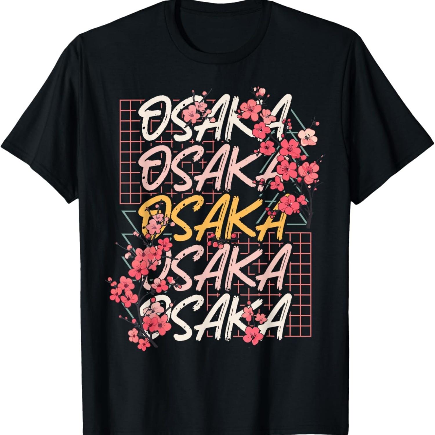 Osaka City 80s Retro Cherry Blossom Japan Osaka T-Shirt S чёрный