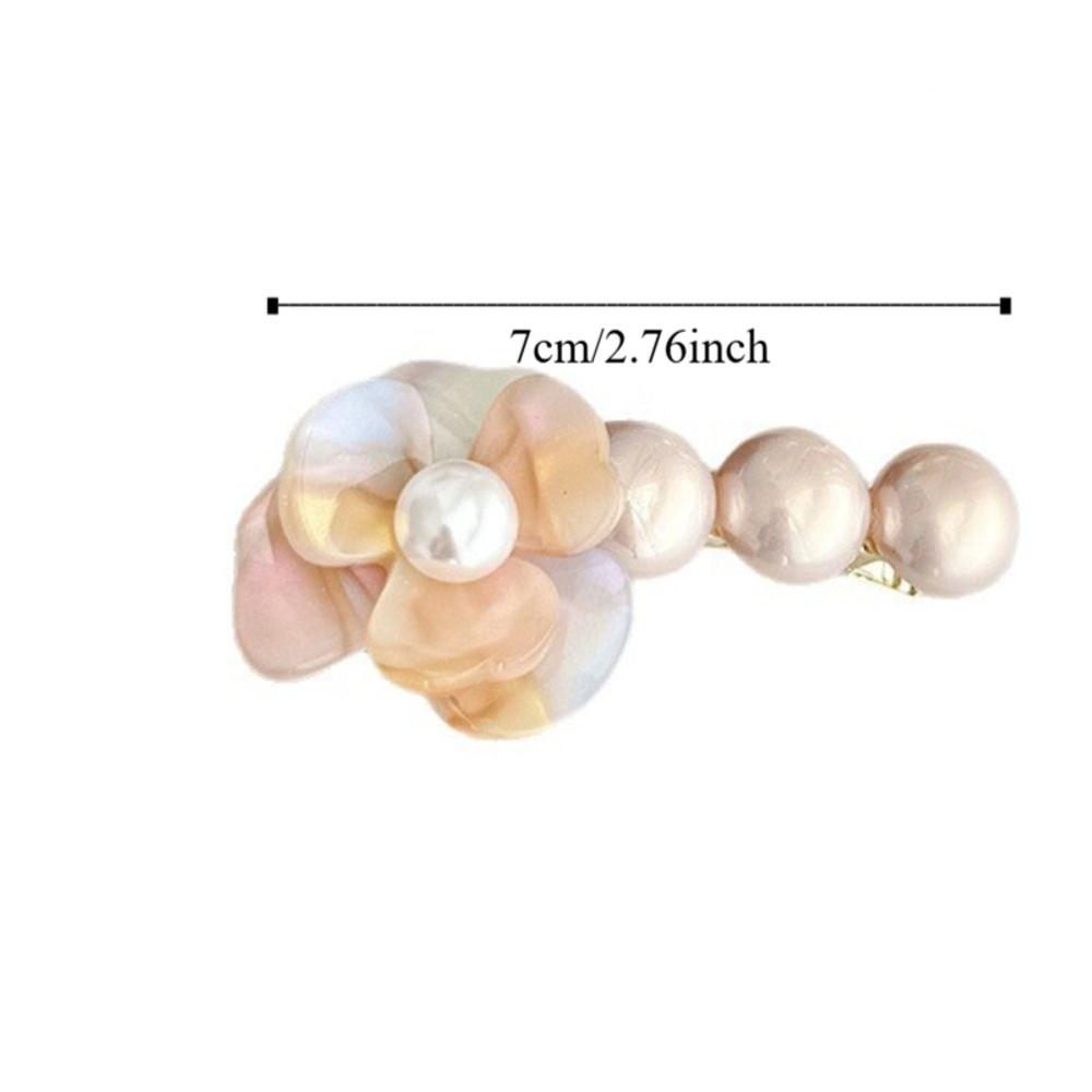 Acetate Flower Hair Clip Korean Style Duckbill Clip Cute Camellia Pearl Side Clip  Daily