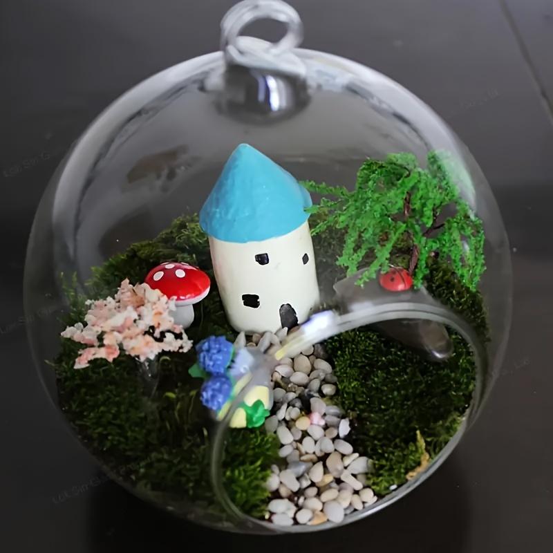 2 Stück aufhängbarer Kerzenhalter aus Kristallglas, rustikaler Stil, romantischer Kerzenhalter aus Glas für Zuhause, Mikrolandschaft, dekorative Glaskugeln