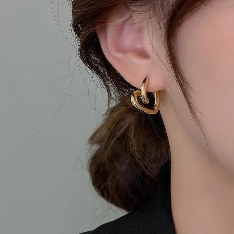 Hollow Love Heart Geometric Earrings for Women Girls Minimalist Elegant Classic Earrings Wedding Bride Jewelry Gifts
