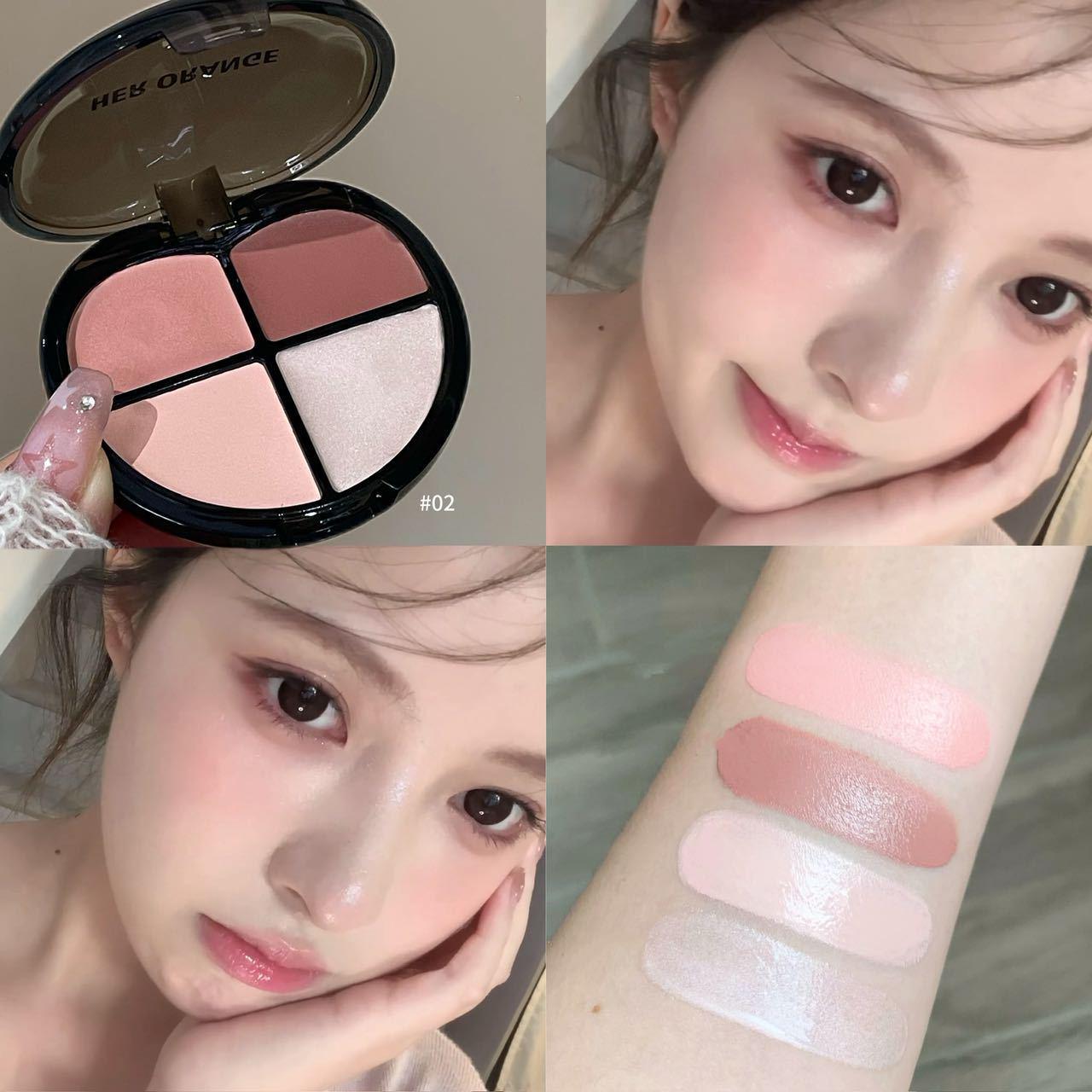 HERORANGE Sweet Melting Fantasy Blush & Highlighter: Enhance Complexion, Contour, and Brighten Naturally.