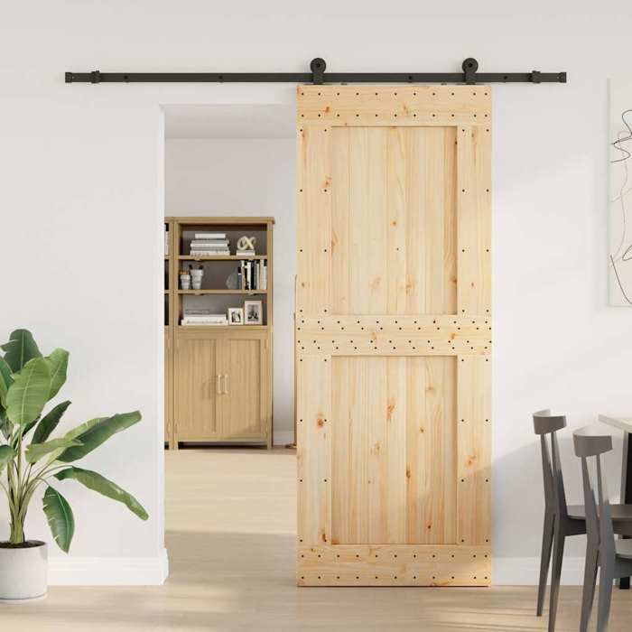 VidaXL Sliding Door and Hardware Kit 90x210 Cm Solid Pine 3332721