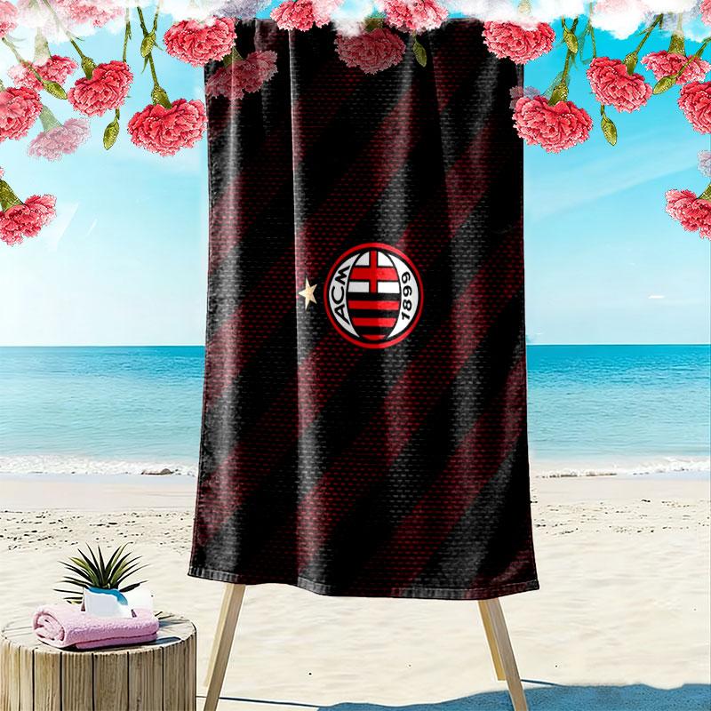Asciugamano da Spiaggia Stampa AC Milan, Asciugamano Grande Morbido Asciugatura Rapida per Spiaggia Campeggio Nuoto