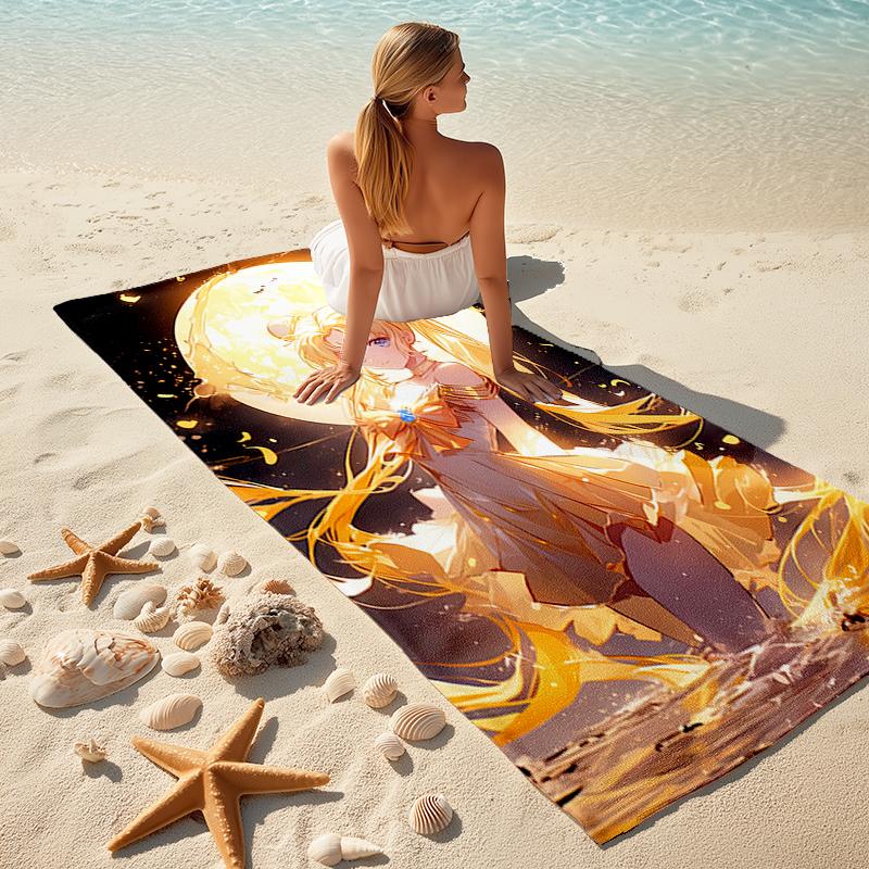 Beach Towel with Sailor Moon1 Pattern - soft,absorbent,machine washable Lightweight&Modern,swimming,Travel Essentials
