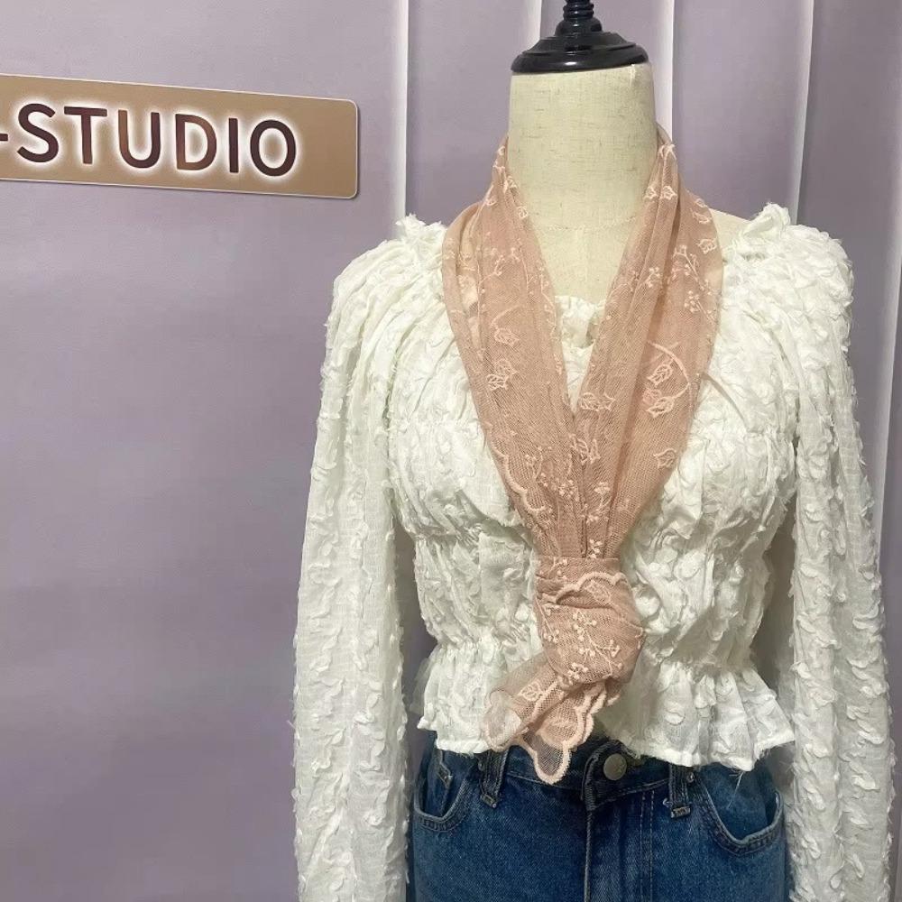 Retro Women's Lace Scarf Elegant Silk Headband Casual Female Headscarf