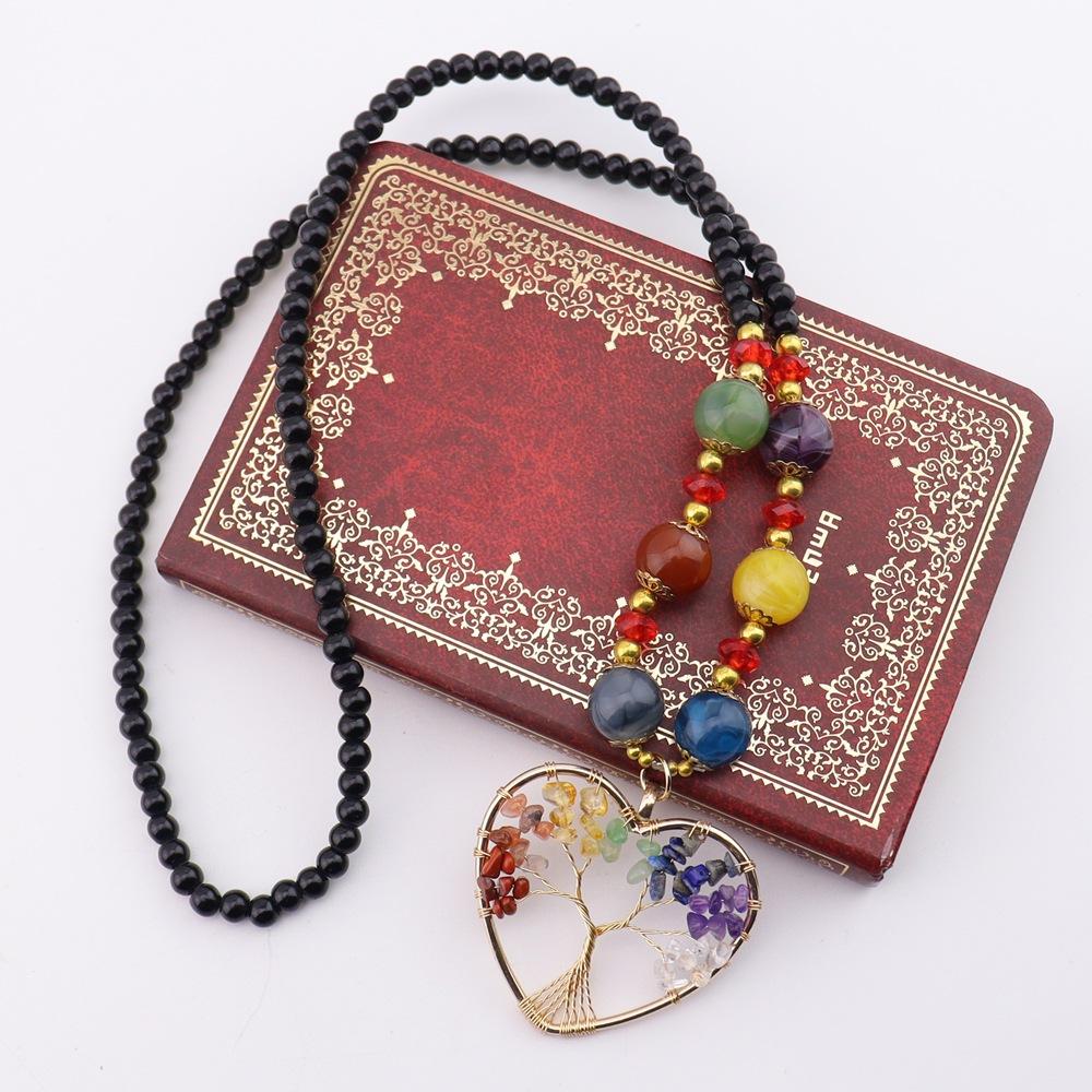 Color Retaining Gold Handmade Winding Natural Crystal Gravel Tree Root Tree Of Life Necklace Sweater Chain N774