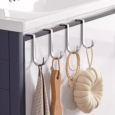 Over Cabinet Door Hook Stainless Steel Door Hanger for Closet Kitchen Cabinet Wardrobe Dorm Bathroom Bedroom Heavy Duty Double Hooks for Towel Bag