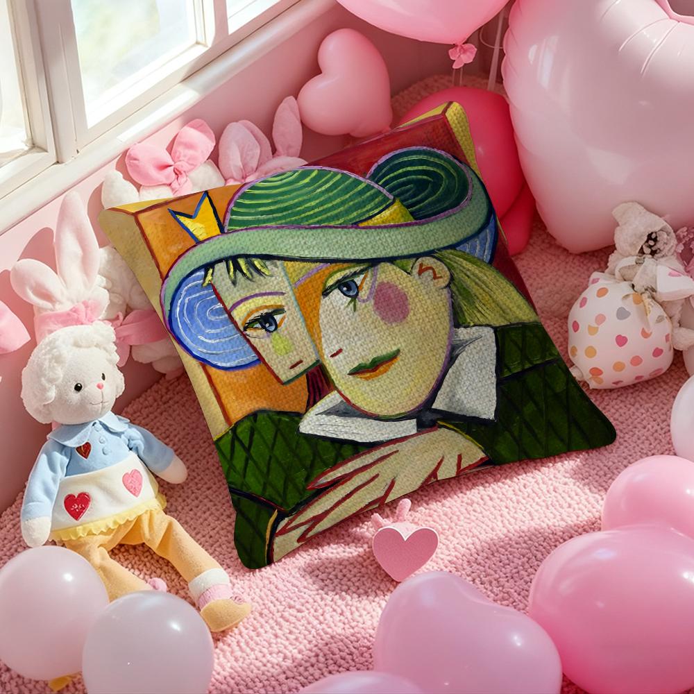 Picasso Pillow Case Antidustmite Pillowcase Invisible Zipper Silky Short Plush Sofa Cushion Cover