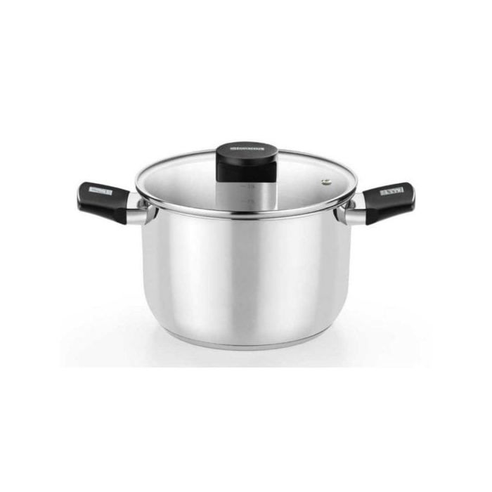 Olla Acero Inoxidable Monix M240218 18cm 3L Full Induction Tapa Vidrio Asas Baquelita