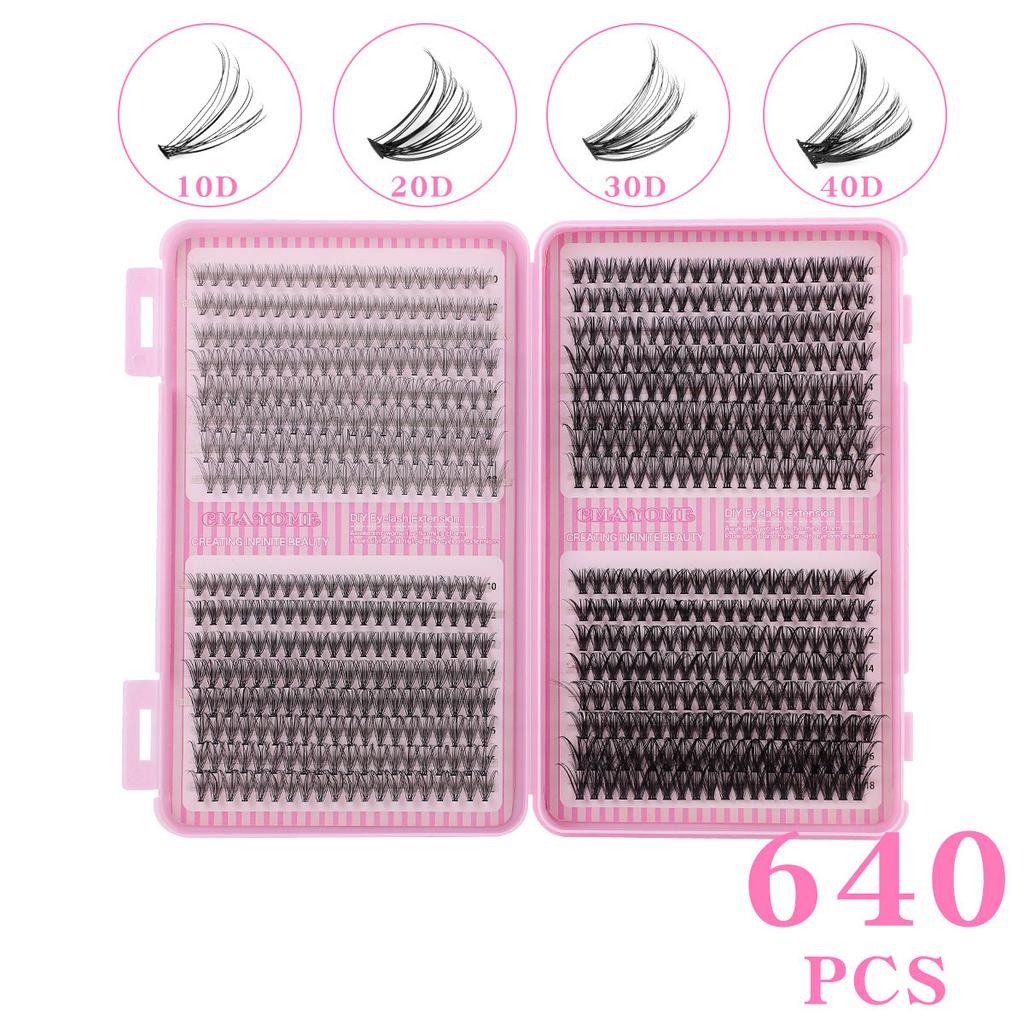640 Tufts Of Natural Thick Single Tufts Of False Eyelashes Daily 10-18Mmdiy Segmented D Curl Hair