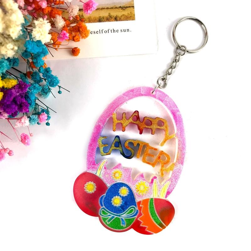 Diy Easter Egg Bunny for Key Pendant Decorative Silicone Mold Easter Day Series Charms Resin Casting Mold for Home Decor