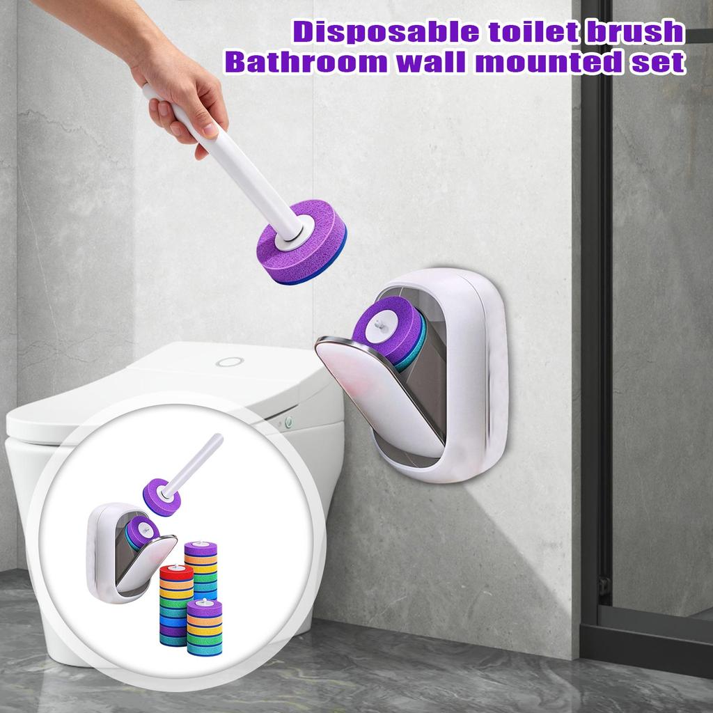 Disposable Toilet Brush Set with Wall Mount – Hands-Free Cleaning for Bathroom