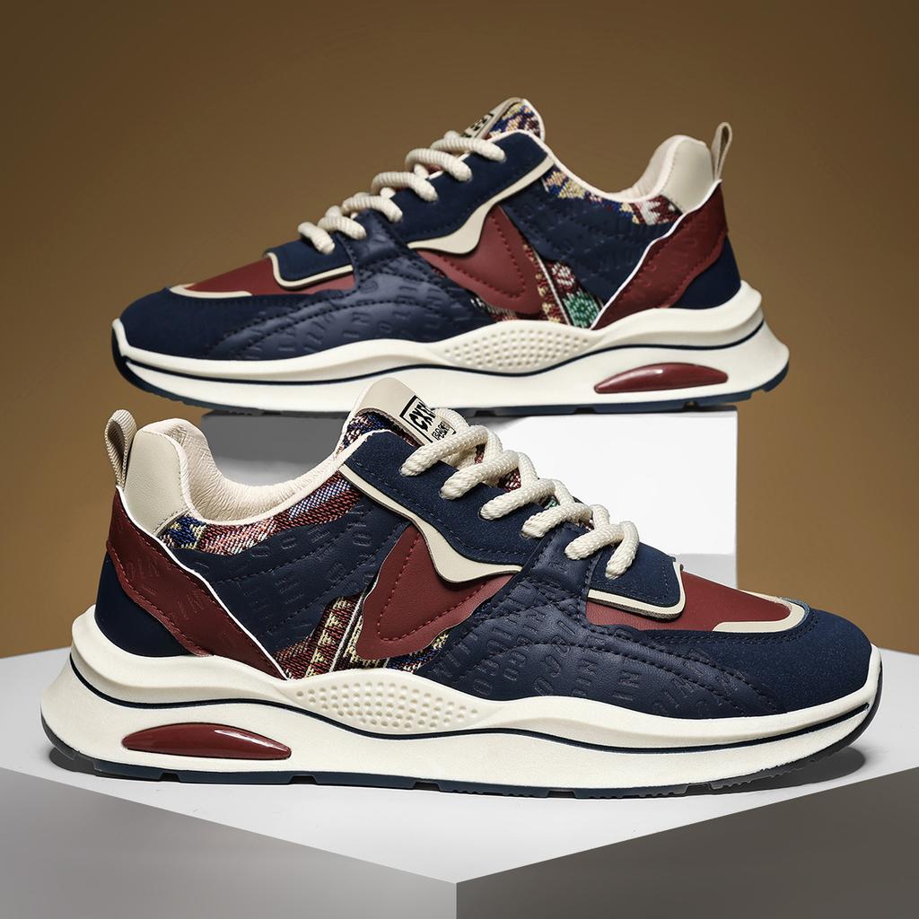 2025 Frühling Neue Herrenschuhe Rutschfest Abriebfest Lässig Sportschuhe, Farblich Passende Tägliche Low-Top Schnürschuhe