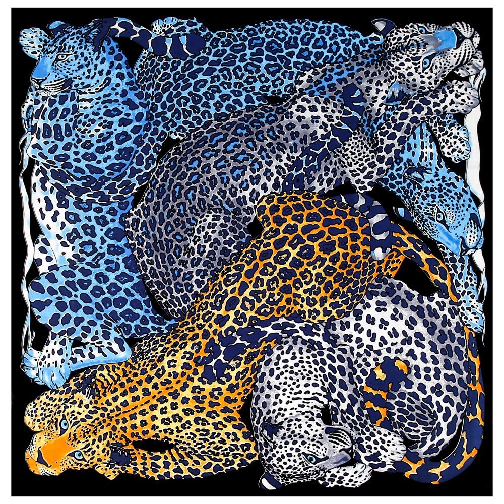 

130cm Leopard Print Bandana Scarf Design Silk Square Scarf Fashion Shawl Women Kerchief Scarves For Ladies 130x130cm