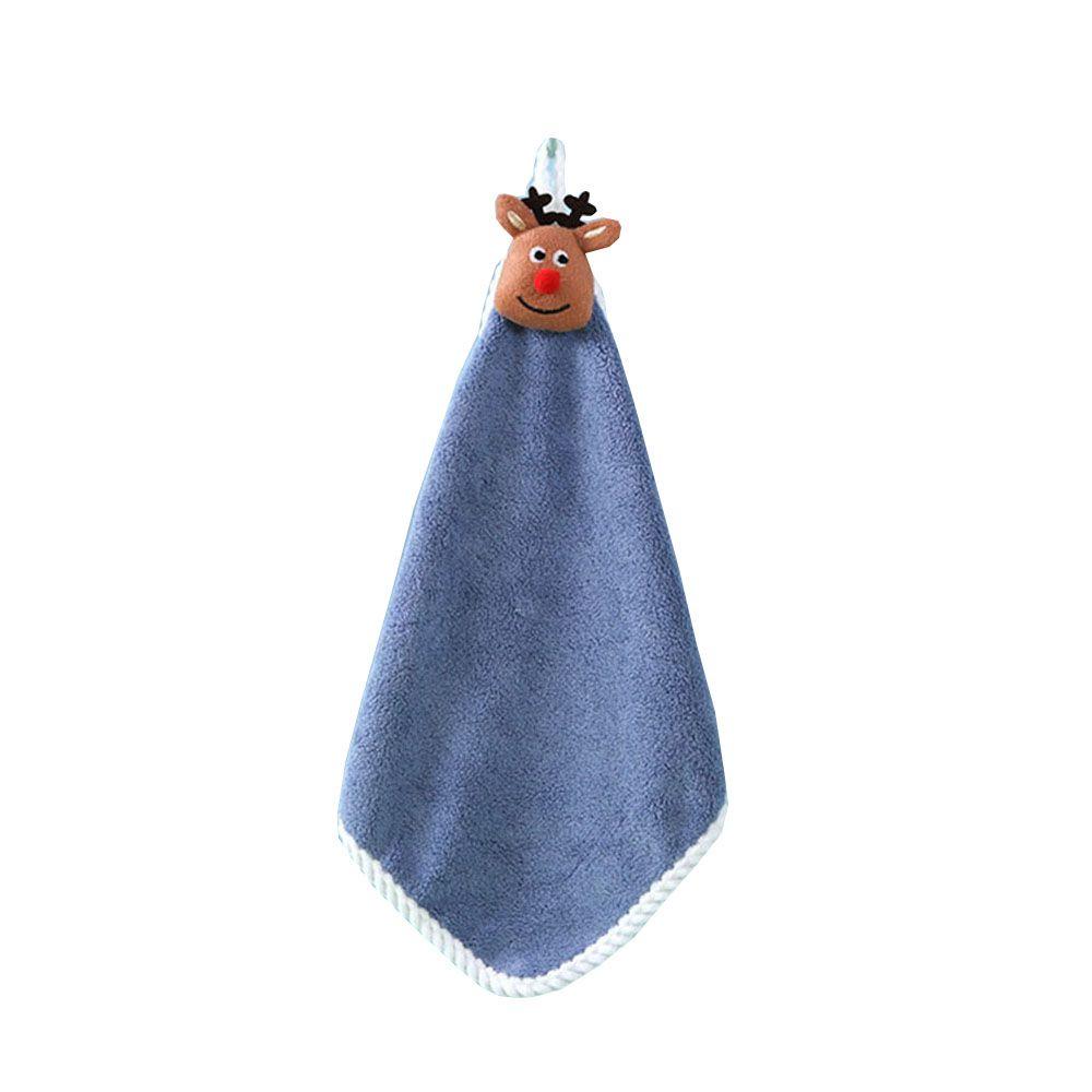 Kids Christmas Style Hand Towel Cartoon Elk Snowman Santa Claus Xmas Tree Velvet Towel Bathroom Hanging Towel Adsorption Cloth