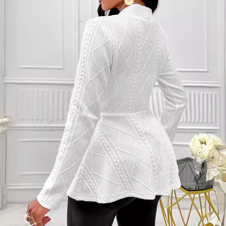 Jacquard 2025 Women's Textured Button Long Sleeve Light Luxury Overcoat