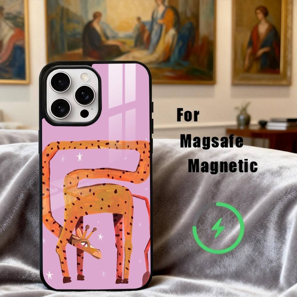 Towering Giraffe Art Phone Case For iPhone17,16,15,14,13,12,11 Plus,Pro Max Magnetic For Magsafe Wireless Charging