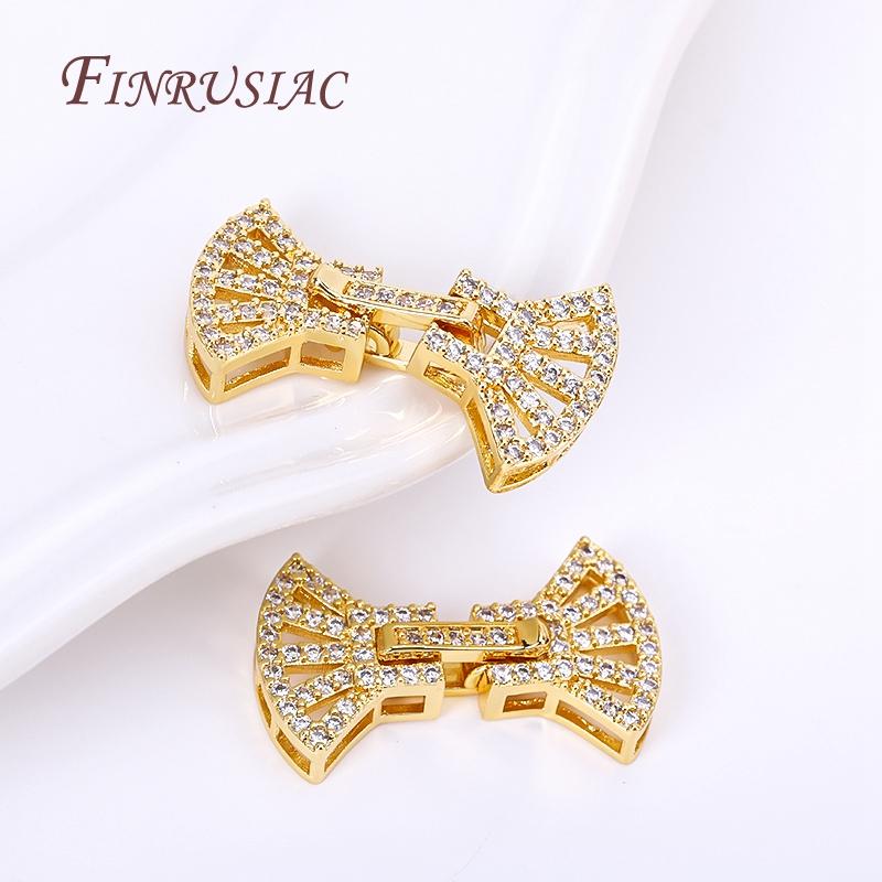 18K Gold Plated Brass with Zircon Clasps For Jewelry Connectors For Bracelets Accessories,High Quality Jewelry Finding