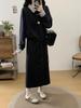 Spring 2026 Plus Size Women's Korean Casual Patchwork Hoodie & Skirt Set