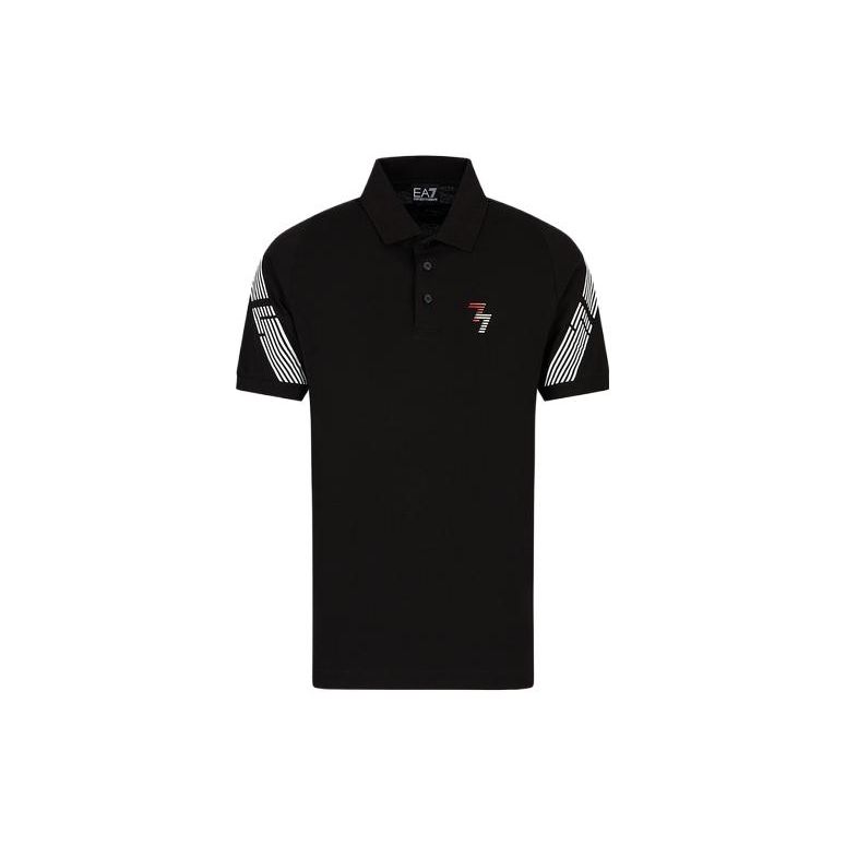 Emporio Armani EA7 SS23 Polo à Manches Courtes Imprimé Rayé Hommes Hauts Noir 3RPF51-PJ3BZ-1200 L gray