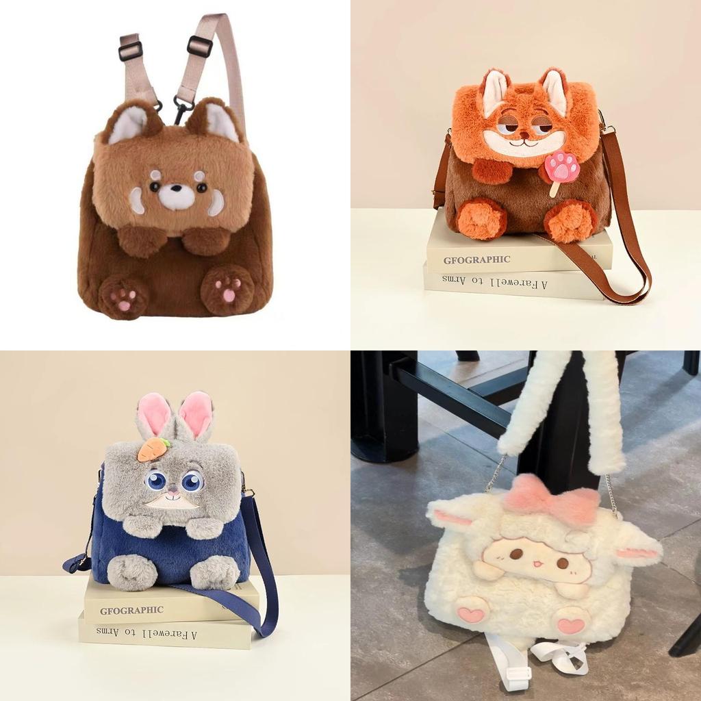 Cartoon Bunny Plush Shoulder Bag For Women With Large Capacity And Cozy Design For Daily Use