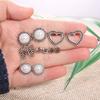 5 Pairs Vintage Ear Studs Alloy Imitation Pearl Leaf Earrings Eardrop Gift for Women