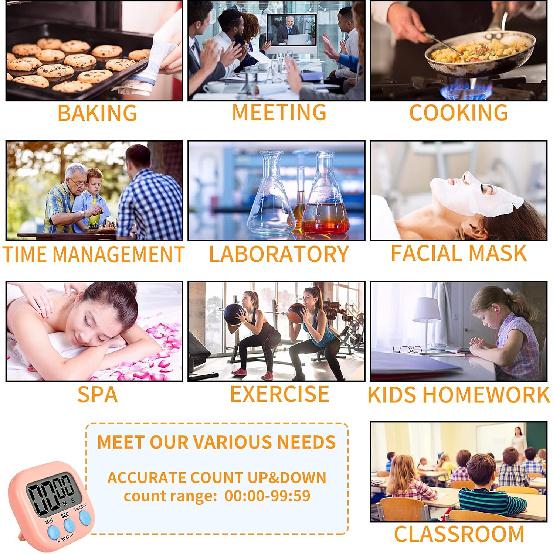 Digital Kitchen Timer for Cooking, Multi-Function Electronic Timer, Big Digits Loud Alarm Strong Magnetic Backing, Classroom Timers for Teachers